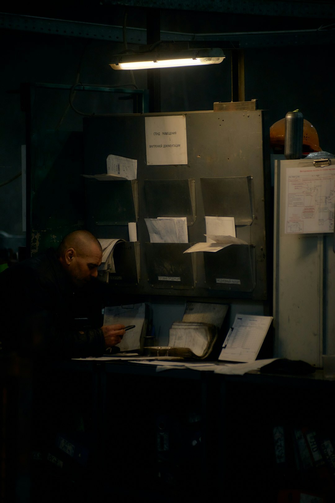 detective reviewing documents