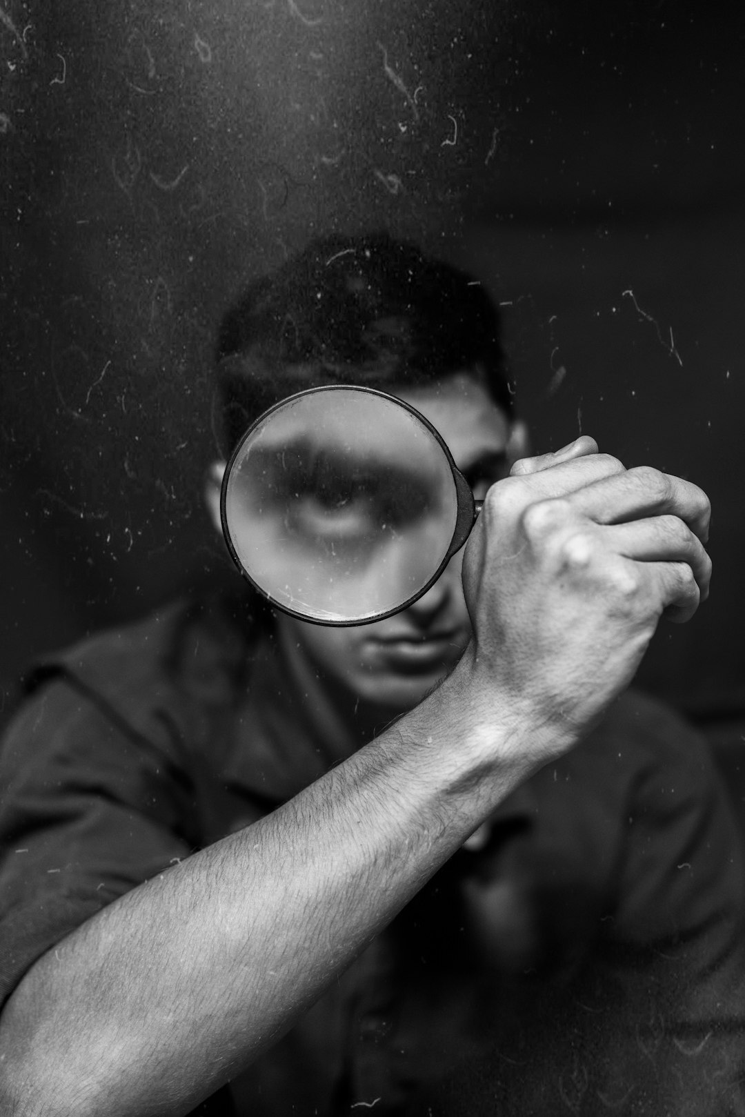 private detective examining evidence